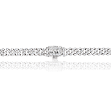 Cadena cubana con microdiamantes de 6 mm de oro blanco para jóvenes