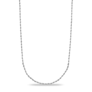 Cadena de Cuerda Juvenil de Oro Blanco - 2mm