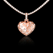 Diamond GLD Star Heart Pendant in Rose Gold