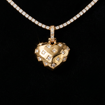 Diamond GLD Star Heart Pendant in Yellow Gold