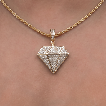GLD Diamond Pendant + 2mm Rope Necklace Bundle in Yellow Gold