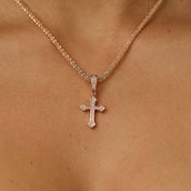 Micro Iced Celtic Cross Pendant in Rose Gold