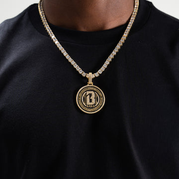 Baseball Lifestyle 101 Iced Coin Pendant in Yellow Gold