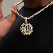 Baseball Lifestyle 101 Iced Coin Pendant in Yellow Gold