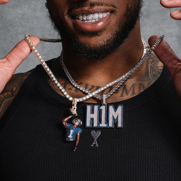 GLD X Malik Nabers H1M Pendant in White Gold
