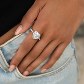 Diamond Heart Cluster Ring in White Gold Vermeil