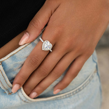 Diamond Heart Cluster Ring in White Gold Vermeil