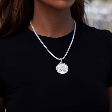 Iced Heart Coin Pendant in Yellow Gold