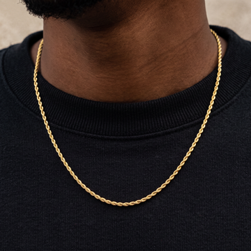 Set de colgante de béisbol con piedras + cadena de cuerda de 2 mm en oro amarillo