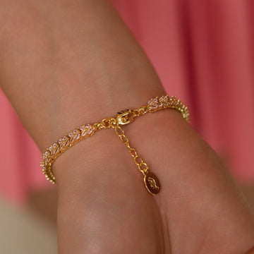 Iced Pilates Crown Bracelet in Yellow Gold