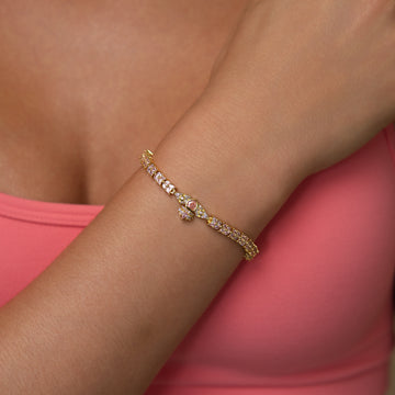 Iced Pilates Crown Bracelet in Yellow Gold