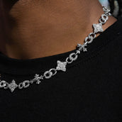 Cadena de Perlas Agrupadas en Oro Blanco - 10MM