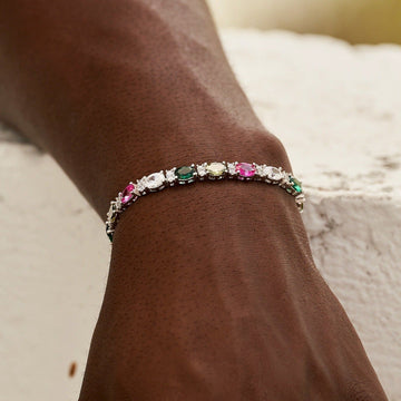 Pulsera tenis con óvalos multicolor surtidos - 5mm