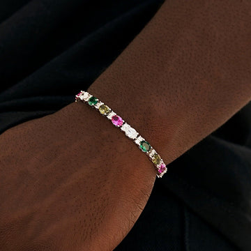 Pulsera tenis con óvalos multicolor surtidos - 5mm