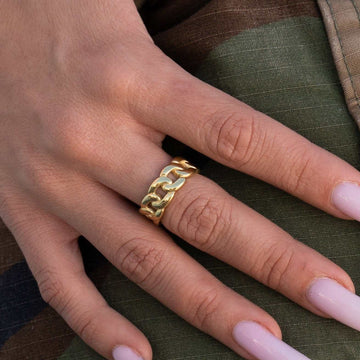 Anillo de banda cubana en oro amarillo