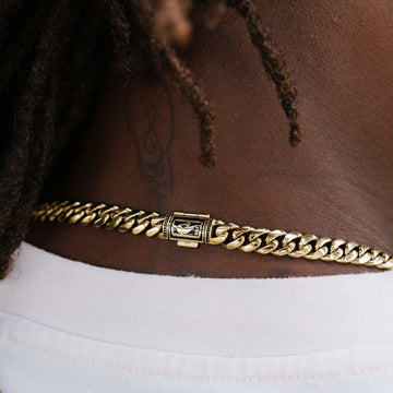 Cadena cubana Miami de 8 mm Golden State Warriors - Oro