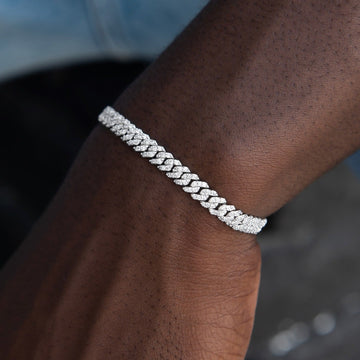 Micro Diamond Prong Cuban Chain + Bracelet Bundle in White or Yellow Gold - 6mm