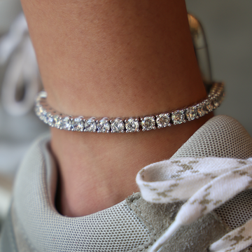 Tobillera de tenis de oro blanco con diamantes - 5 mm