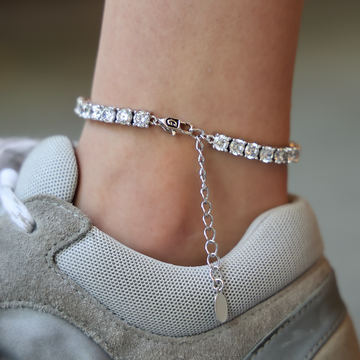 Tobillera de tenis de oro blanco con diamantes - 5 mm