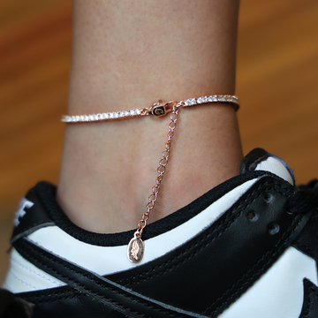 Tobillera de tenis con diamantes en oro rosa - 2mm