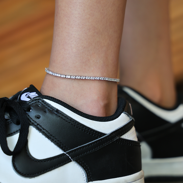 Tobillera tenis de diamantes en oro blanco - 2mm