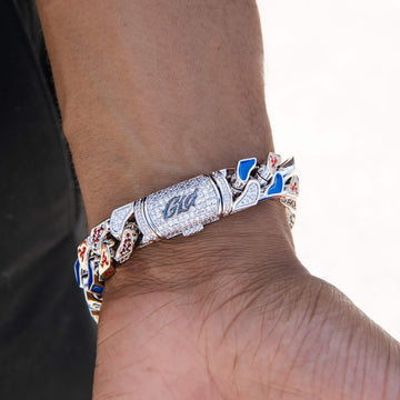 Pulsera Cubana Stealth Oficial de los Atlanta Braves de la MLB en Oro Blanco