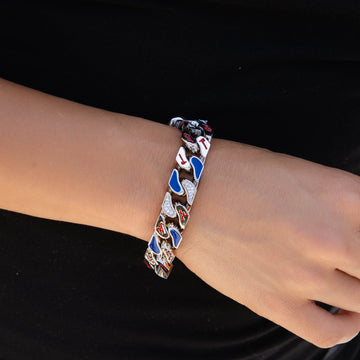 Pulsera Cubana Stealth Oficial de los Atlanta Braves de la MLB en Oro Blanco