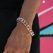 Pulsera cubana sigilosa MLB oficial de los New York Mets en oro blanco