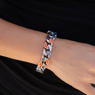 Pulsera cubana sigilosa MLB oficial de los New York Mets en oro blanco