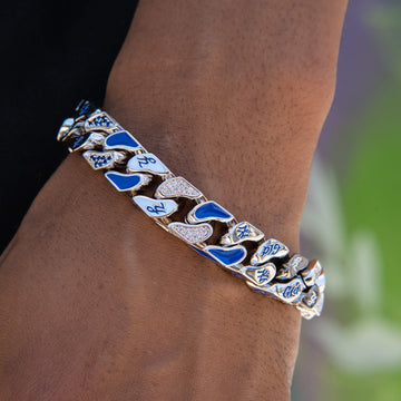 Pulsera cubana oficial MLB Stealth de los New York Yankees en oro blanco