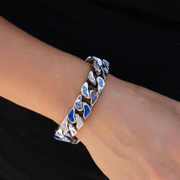Pulsera cubana oficial MLB Stealth de los New York Yankees en oro blanco