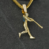 Los Angeles Dodgers Betts Official MLBPA Polished Batting Pendant in Yellow Gold