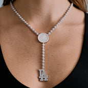 Collar Lariat oficial de los LA Dodgers MLB en oro blanco