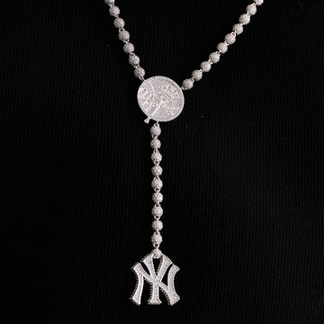 New York Yankees Official MLB Lariat in White Gold