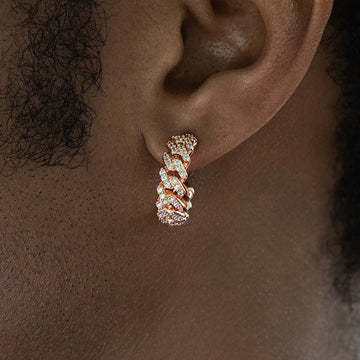 Huggie Diamond Prong Hoop Earrings in Rose Gold