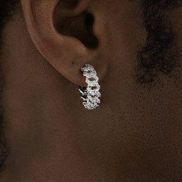Huggie Diamond Prong Hoop Earrings in White Gold