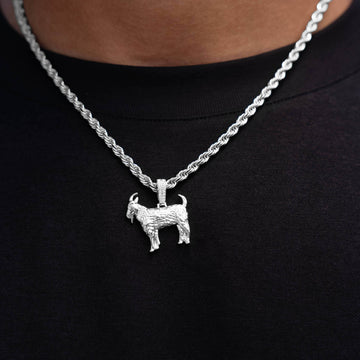 Micro Simple Goat Pendant in White Gold