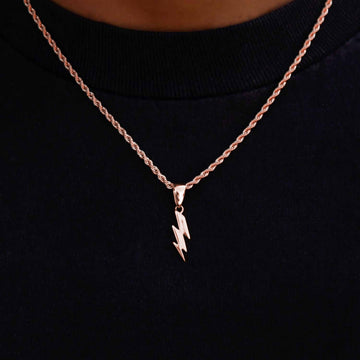 Micro Simple Lighting Bolt Pendant in Rose Gold