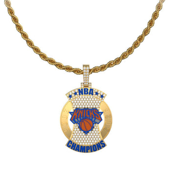 Lab Diamond New York Knicks Official NBA 2026 Championship Pendant in Solid Yellow Gold