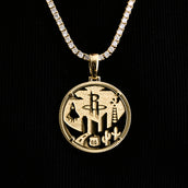 Colgante Oficial de Moneda de la NBA Houston Rockets en Oro Amarillo