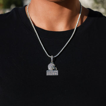 Micro Cleveland Browns Official NFL Logo Pendant Yellow Gold