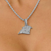 Colgante de micro logo oficial de la NFL de los Carolina Panthers en oro blanco