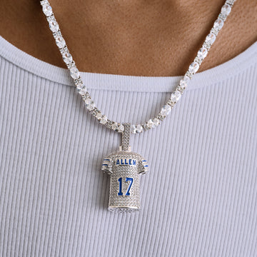 Buffalo Bills Josh Allen Official NFL Jersey #17 Pendant in White Gold