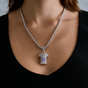 Minnesota Vikings Justin Jefferson Official NFL Jersey #18 Pendant in White Gold