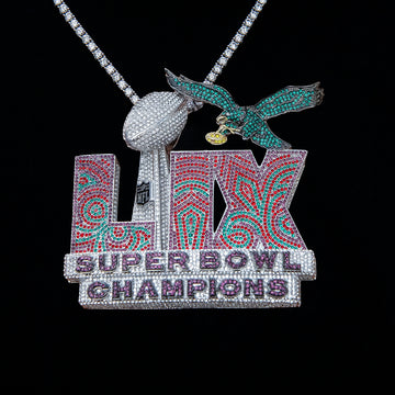 Official NFL Philadelphia Eagles Super Bowl LIX Champions Pendant, Large in White Gold