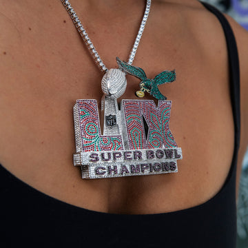 Colgante oficial de los Philadelphia Eagles de la NFL, campeones del Super Bowl LIX, grande en oro blanco