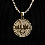 Colgante de moneda oficial de la NFL Houston Texans en oro amarillo
