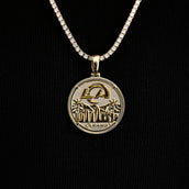 Colgante de moneda oficial de la NFL de Los Angeles Rams en oro amarillo