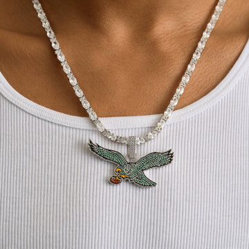 Colgante de oro blanco con el logotipo vintage oficial de la NFL de los Philadelphia Eagles