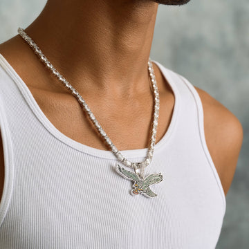 Colgante de oro blanco con el logotipo vintage oficial de la NFL de los Philadelphia Eagles